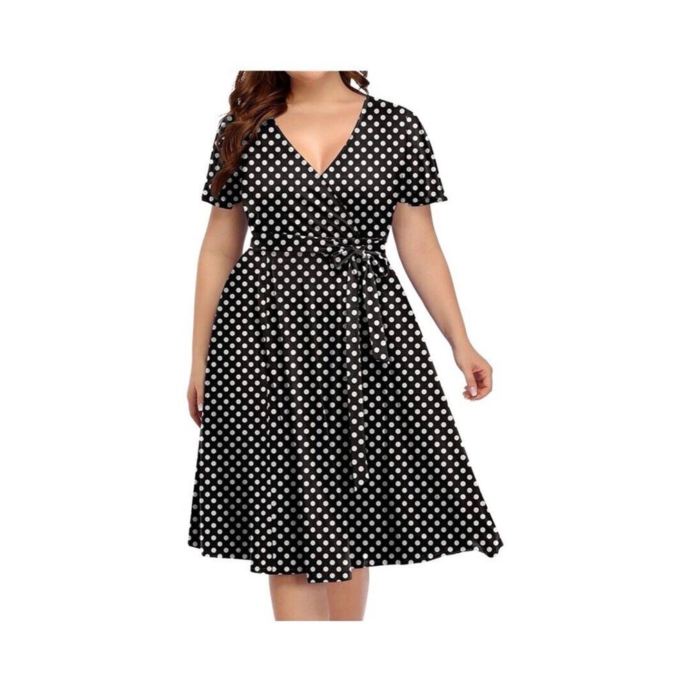 Star Vixen Plus‎ Size Wrap V Neck Flutter Sleeve Summer Dress 1X (MSRP $110)